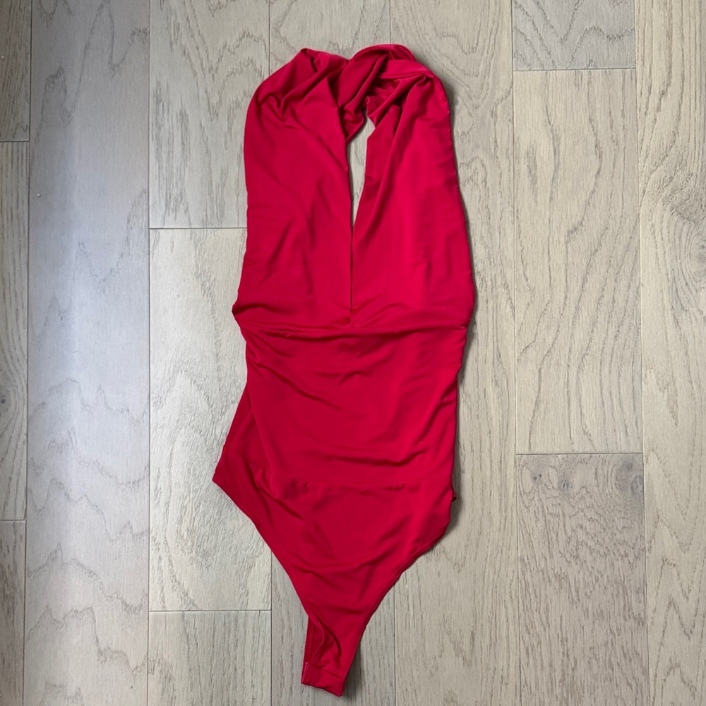 Red Halter Neck Bodysuit